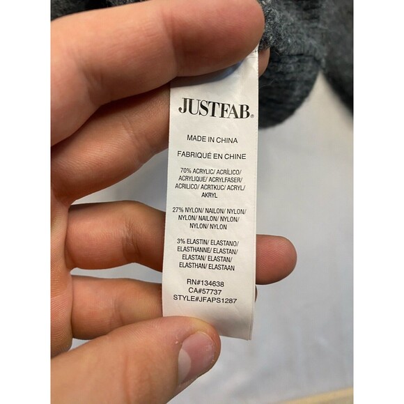 Just Fab Cross Sweater V Neck Gray Cropped Womens Large Thick Heathered Balloon - Picture 5 of 9